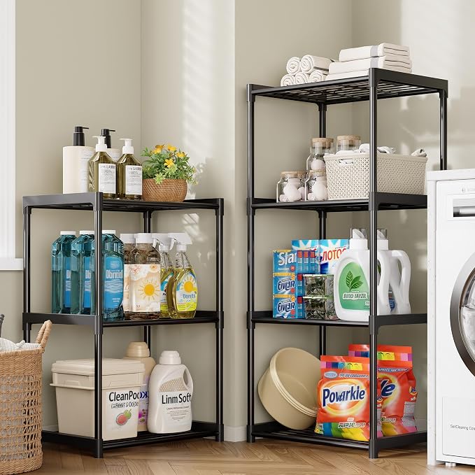 3-Tier Storage Shelves with Plastic Connectors – Metal Shelf Organizer - Image 7