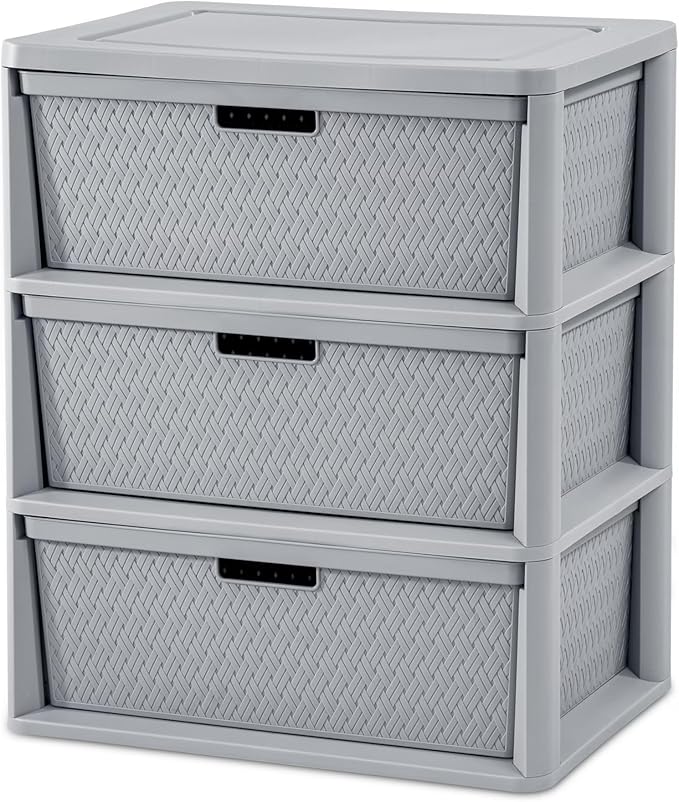 Stackable 3-Drawer Plastic Storage Organizer, Sturdy Stackable Storage Drawers by Unknown