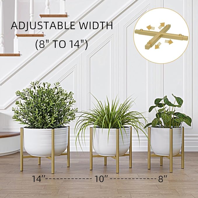 Adjustable Metal Plant Stand Indoor, Fits 8-14 Inch Pots, Mid Century Modern - Image 3