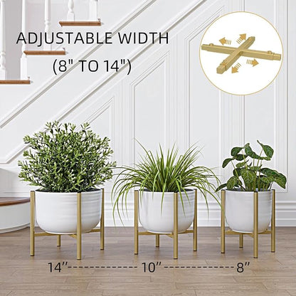 Adjustable Metal Plant Stand Indoor, Fits 8-14 Inch Pots, Mid Century Modern - Image 3