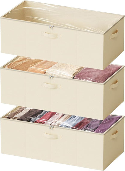 SpaceAid 3 Pack 10" High Under Bed Storage Containers, Large Underbed Storage by SpaceAid