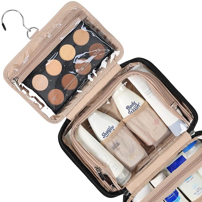 NISHEL Travel Toiletry Bag for Women, Makeup Essentials Organizer, Hanging Case - Image 3