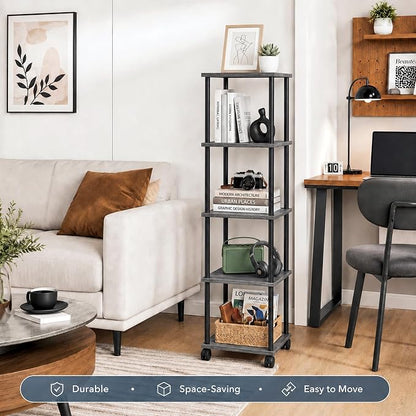 5-Tier 50.4" Tall Oak Grey Bathroom Shelving Unit - Image 5