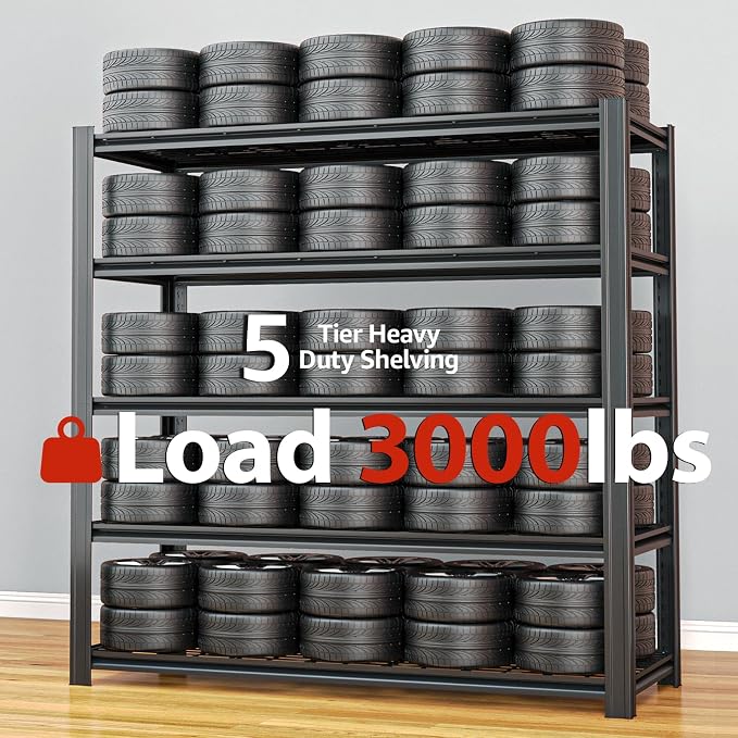 55.12" W Father&I 5-Shelf Industrial Adjustable Heavy-Dudy Tall Metal Garage - Image 4