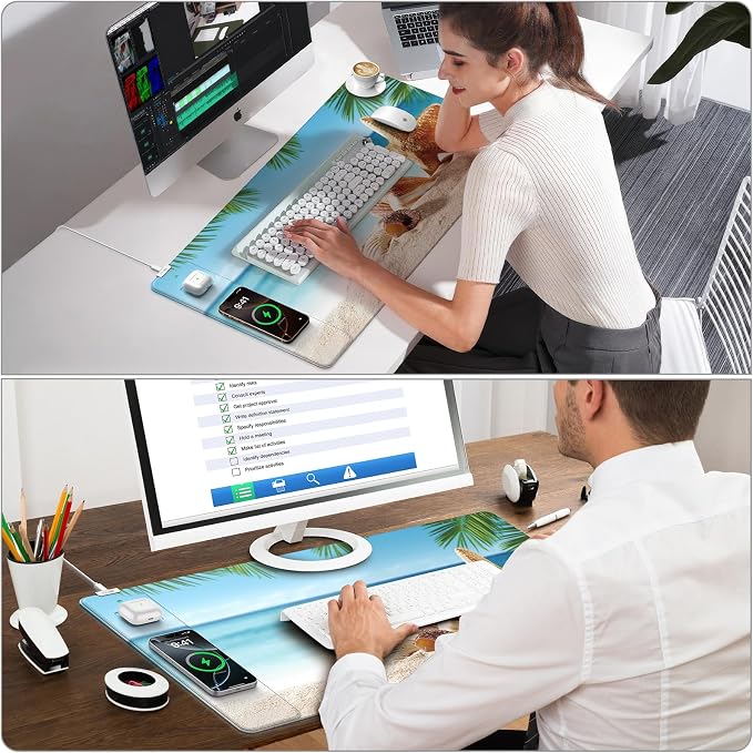 Wireless Charging Mouse Pad, 31.5"x15.8" Large Gaming Desk Mat - Image 4