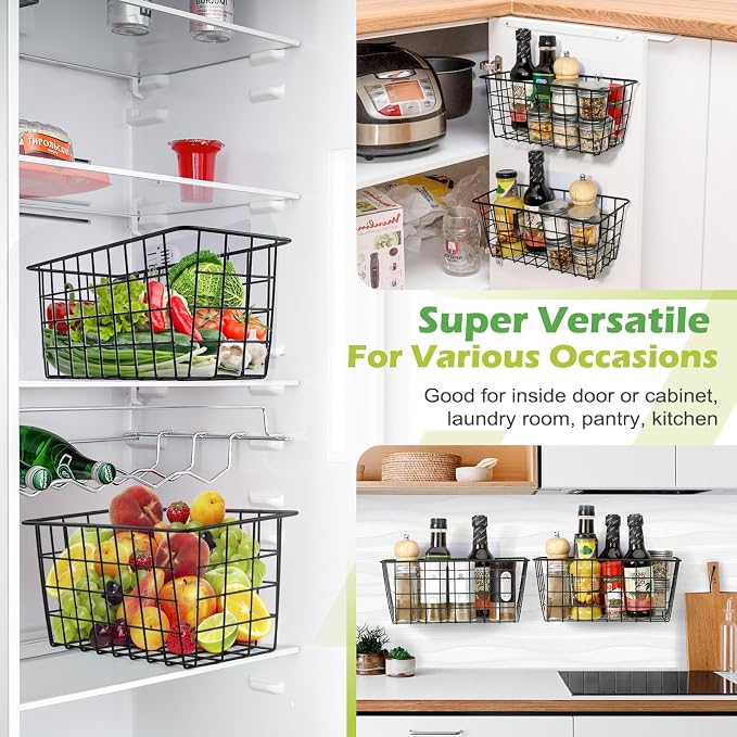 ZUSHALLMY 4 Pack Hanging Kitchen Baskets, Adhesive Wire Wall Storage Basket - Image 5