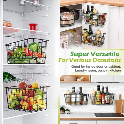 ZUSHALLMY 4 Pack Hanging Kitchen Baskets, Adhesive Wire Wall Storage Basket - Image 5