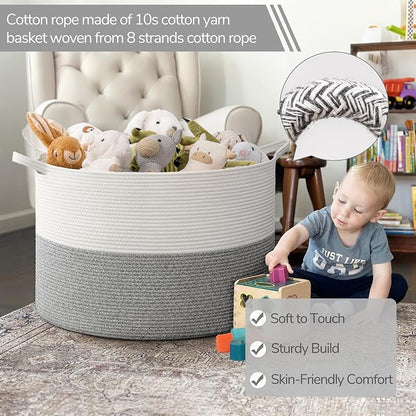 INDRESSME 115L Extra Large Blanket Basket, Soft Cotton Rope Storage Basket - Image 3