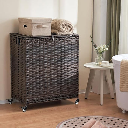 Laundry Hamper with Wheels&Lid, 50.2 Gallons Rolling Laundry Basket with Wheels - Image 3