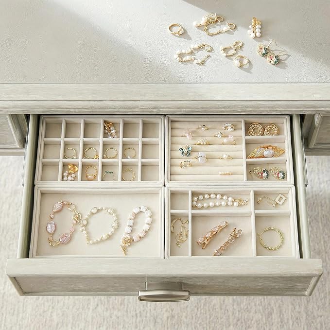 Elsjoy 8 Pack Velvet Jewelry Trays, Stackable Jewelry Organizer Trays - Image 7