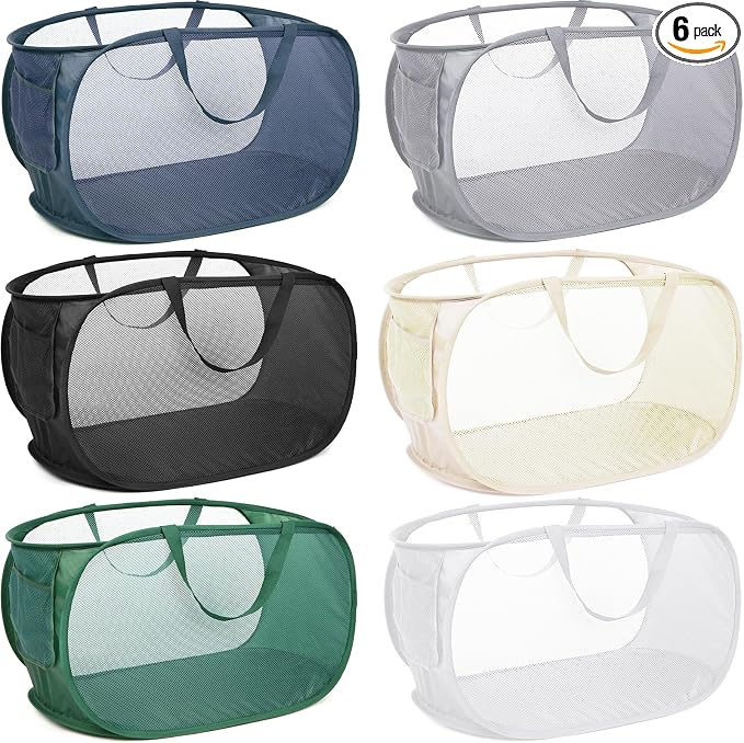 6 Pcs Durable Collapsible Laundry Baskets, Foldable Laundry Basket Large Opening by Bemkoo