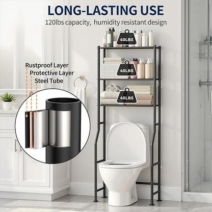 GloTika 3-Tier Over Toilet Storage Rack, Metal Over Toilet Bathroom Organizer - Image 6