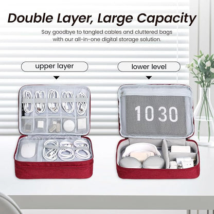 Large Electronic Organizer Travel Case, Double Layer Tech Pouch - Image 4