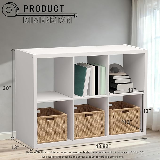 CTESNE【Wooden Thick Frame】 6 Cube Storage Organizer Shelf - Image 3