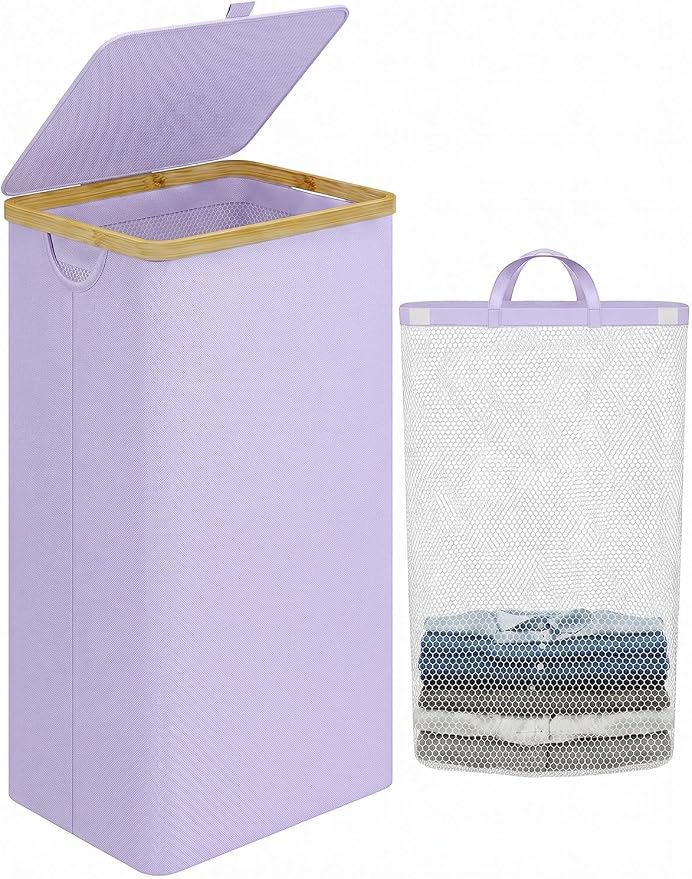 iEGrow Laundry Hamper with Lid, 110L Large Laundry Basket with Removable Bag by iEGrow