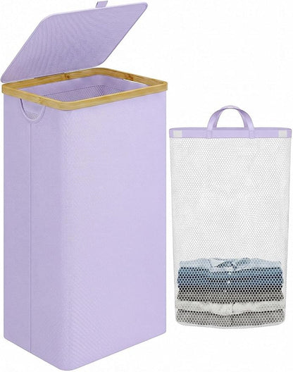 iEGrow Laundry Hamper with Lid, 110L Large Laundry Basket with Removable Bag by iEGrow