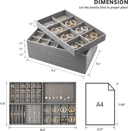 Jewelry Organizer for Drawer, Velvet Jewelry Drawer Organizer Inserts, 4-Layer - Image 2