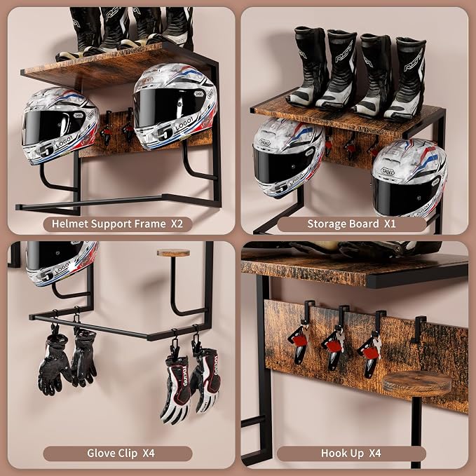 Motorcycle Helmet Holder Wall Mounted, Helmet Rack Wall Mount - Image 3