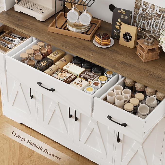 HOSTACK 71" Tall Kitchen Pantry Storage Cabinet, Farmhouse Hutch Cabinet - Image 5