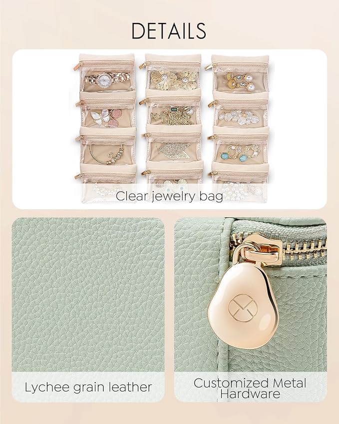 Vlando Jewelry Organizer with 12 Velvet Jewelry Bags Travel Jewelry Case - Image 4