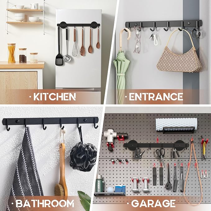 Magnetic Utensil Holder For Fridge, Heavy Duty Magnetic Coat Rack For Metal Door - Image 2