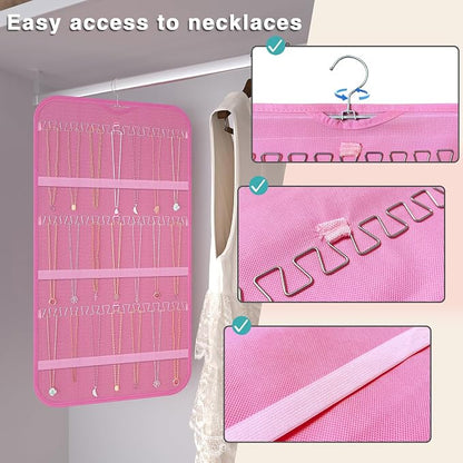 Hanging Jewelry Organizer Storage, 40 Pockets 36 Hooks Necklace Earring - Image 4