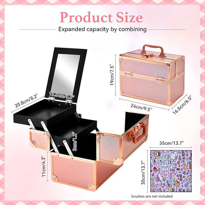Makeup Train Case, Portable Makeup Case - Image 3
