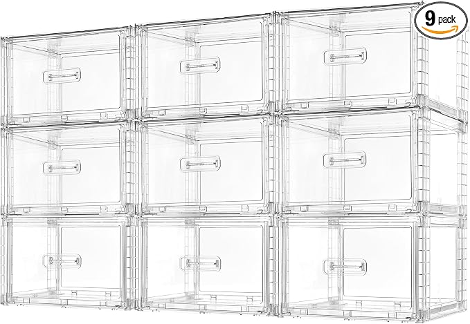 Vtopmart 9 Pack 18QT Clear Stackable Storage Drawers, Easily Assemble Closet by Vtopmart
