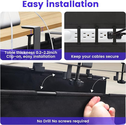 Under Desk Cable Management Tray, Clamp-On Cord Organizer，No Drilling Required - Image 2