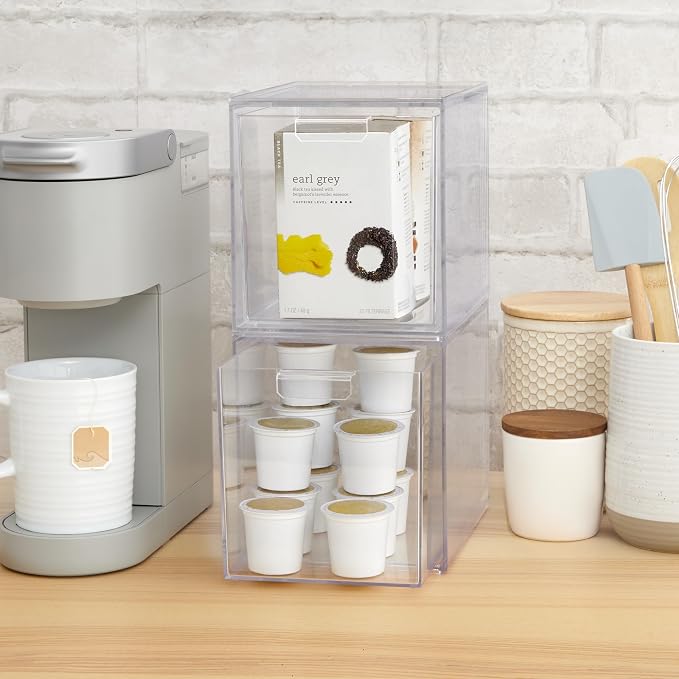STORi Audrey Stackable Bin Clear Plastic Organizer Drawers | 2 Piece Set | - Image 5