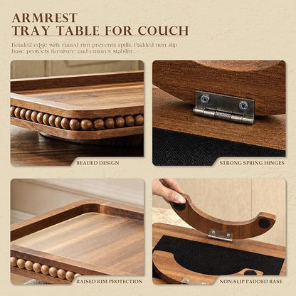 Acacia Wood Couch Tray with Beaded Edge - Image 7