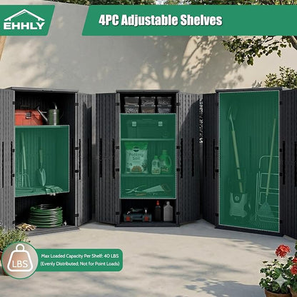 EHHLY Heavy Duty Tall Storage Cabinet Outdoor Weatherproof, 28 Cuft Garage - Image 4