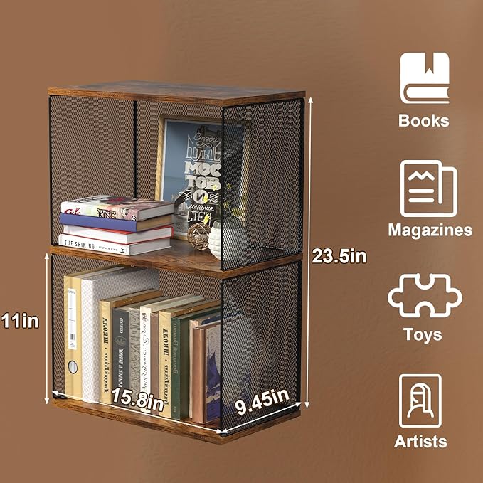 Dmevkic Small Bookshelf 2 Tiers Bookshelf - Image 3