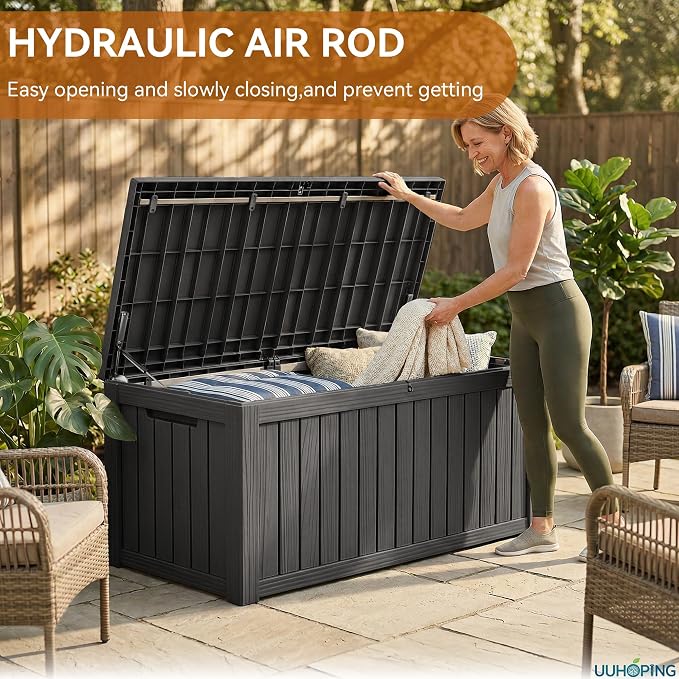 150 Gallon Outdoor Deck Box, Resin Waterproof Storage Box - Image 2