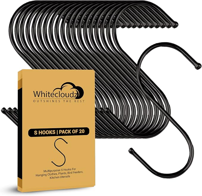 WHITECLOUDZ 20-Pack Black S Hooks by WHITECLOUDZ