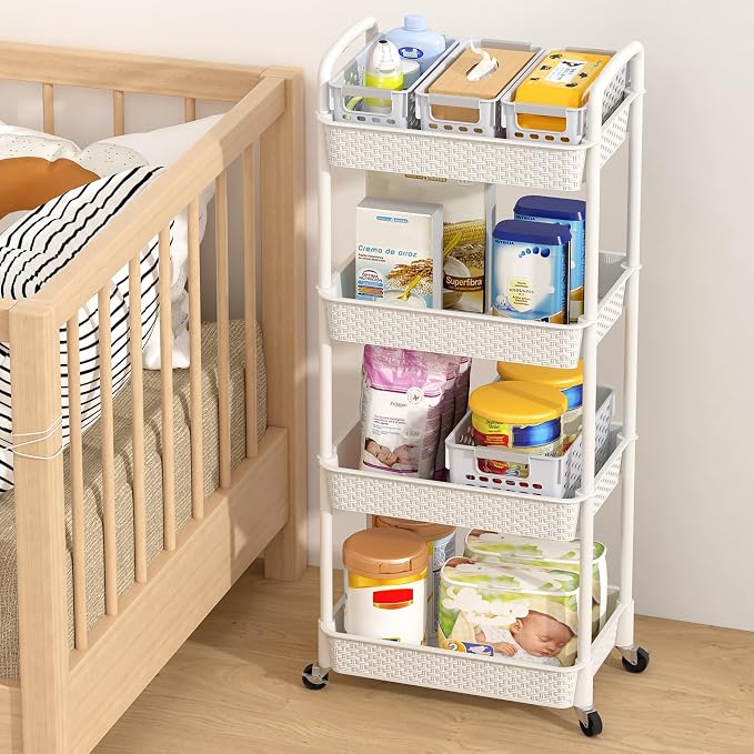 MOYIPIN 4-Tier Plastic Rolling Utility Cart - Image 8