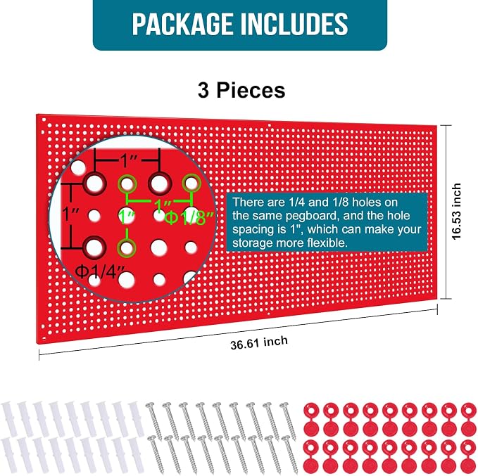 Pegboard Rack Garage Storage Steel Horizontal PegBoard Pack, Steel Pegboard - Image 3