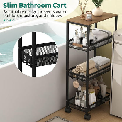 Utility Slim Storage Cart, 4 Tier Rolling Cart - Image 4
