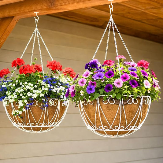 LaLaGreen Hanging Planter for Outdoor Large White Metal Wire Hanging Plant by L%C3%A1L%C3%A1Green