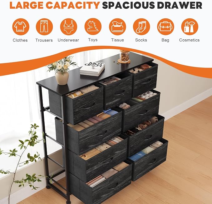 Sweetcrispy 9 Drawer Fabric Dresser Storage Tower - Image 5