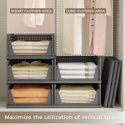 Pinkpum 8 Pack Closet Organizers Storage Bins, Stackable Plastic Drawer Basket - Image 3