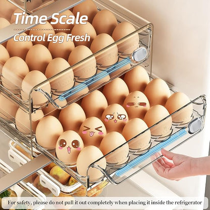 60 Eggs Organizer for Refrigerator, Large Egg Holder for Fridge, Stackable Egg - Image 2