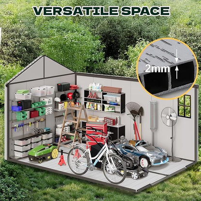 8 x 12 FT Plastic Outdoor Storage Shed, All-Weather Resin Garden Shed - Image 4