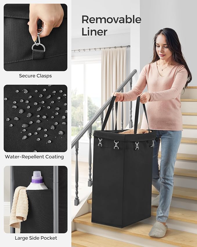 SONGMICS Laundry Basket with Wheels, Rolling Laundry Hamper, 23.8 Gallons - Image 4