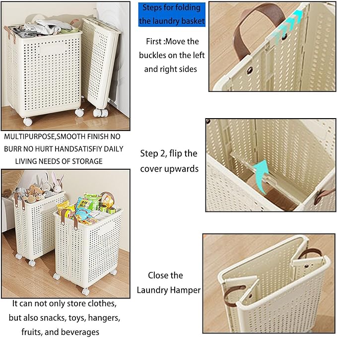WESAPPINC Collapsible Large Laundry Hamper, Plastic Laundry Basket - Image 5