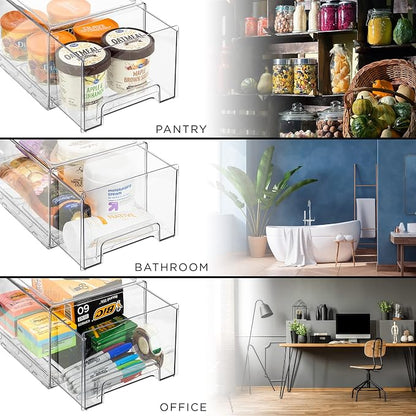 Sorbus Large Clear Storage Drawers – Stackable Pull-Out Storage Bins - Image 5