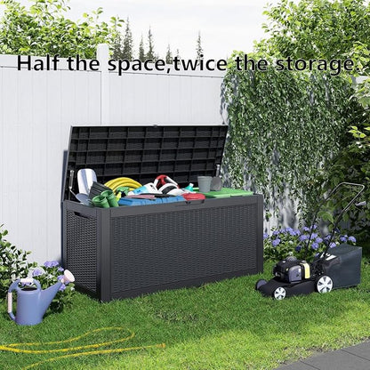 EasyUp 120 Gallon Waterproof Deck Box, Lockable Resin Outdoor Storage Box - Image 7