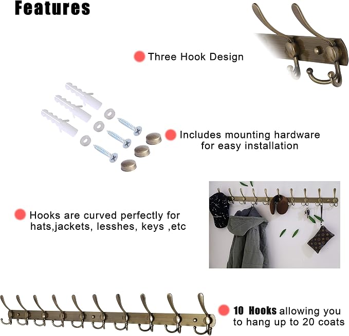Dseap Coat Rack Wall Mount - Image 3