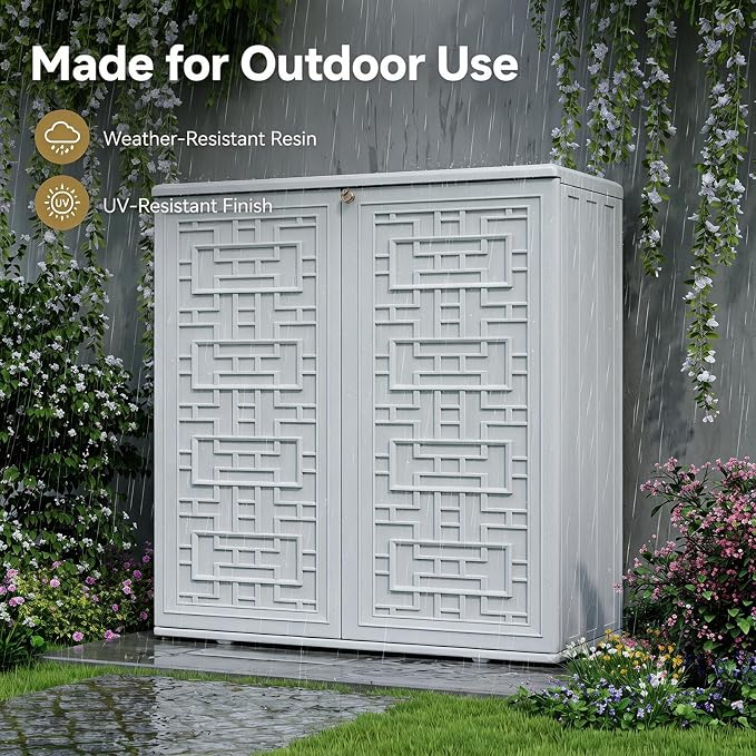 Outdoor Storage Cabinet, 62 Gallon Resin Storage Box, Furniture Cushions - Image 6