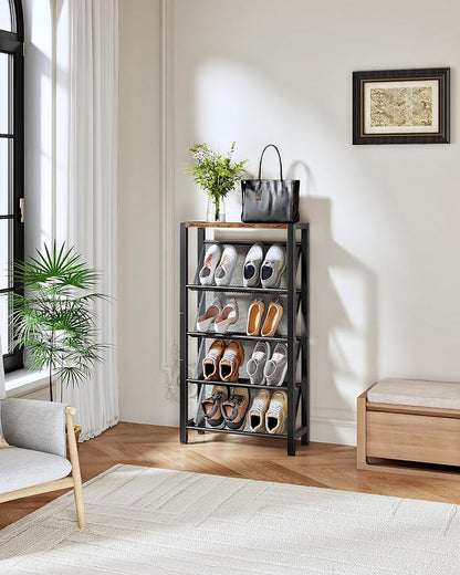 CHOEZON Shoe Rack, 5-Tier Slanted Shoe Rack, Narrow Shoe Storage Shelf - Image 5